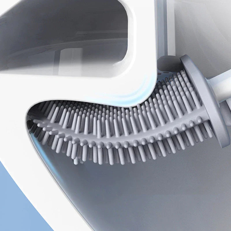 Toilet Brush | Silicone Flexible Head | Antibacterial & Durable | Wall-Mount Holder Included