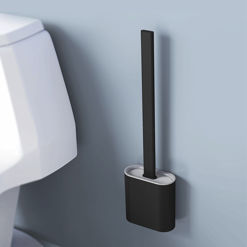 Toilet Brush | Silicone Flexible Head | Antibacterial & Durable | Wall-Mount Holder Included