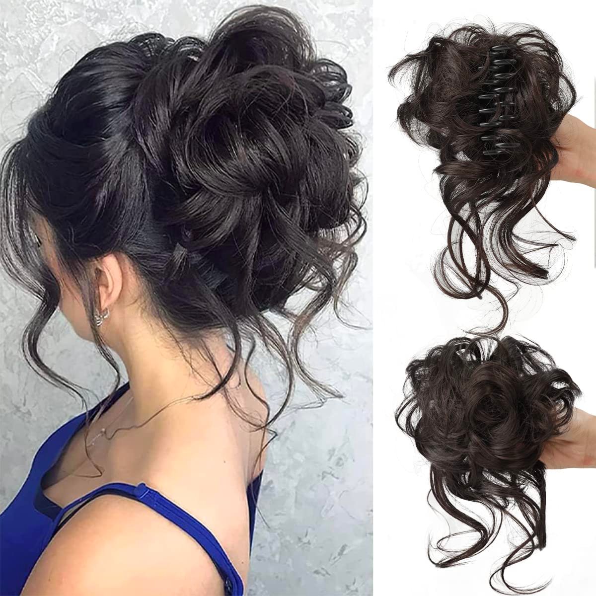 Top Knot Hairpiece | Curly Synthetic Hair | Elastic Band & Secure Hold | Instant Volume