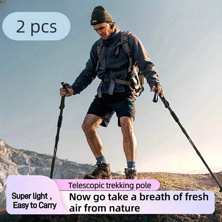 Trekking Poles | Adjustable Aluminum Telescopic | Shock-Absorbing Rubber Grip | Lightweight