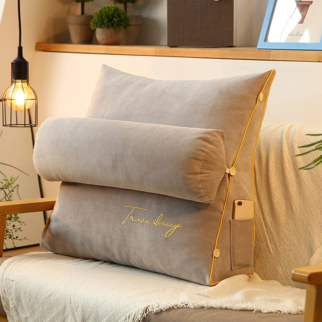 Triangle Back Support Pillow | Memory Foam Core | Removable Washable Cover | Reading & Lounging