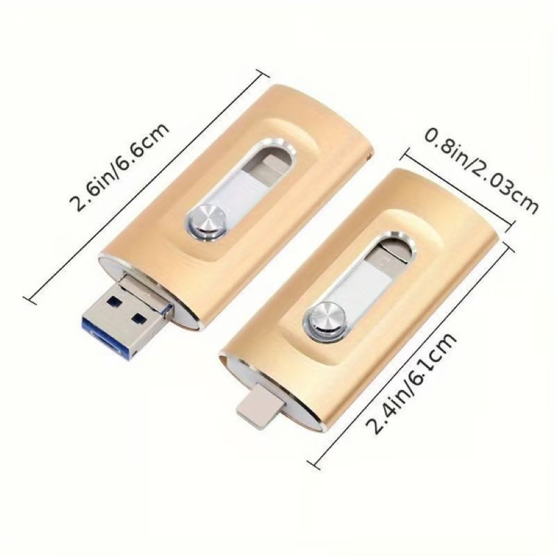 USB Flash Drive for Phone & PC | 3-in-1 OTG & Type-C Adapter | High-Speed Metal Keychain