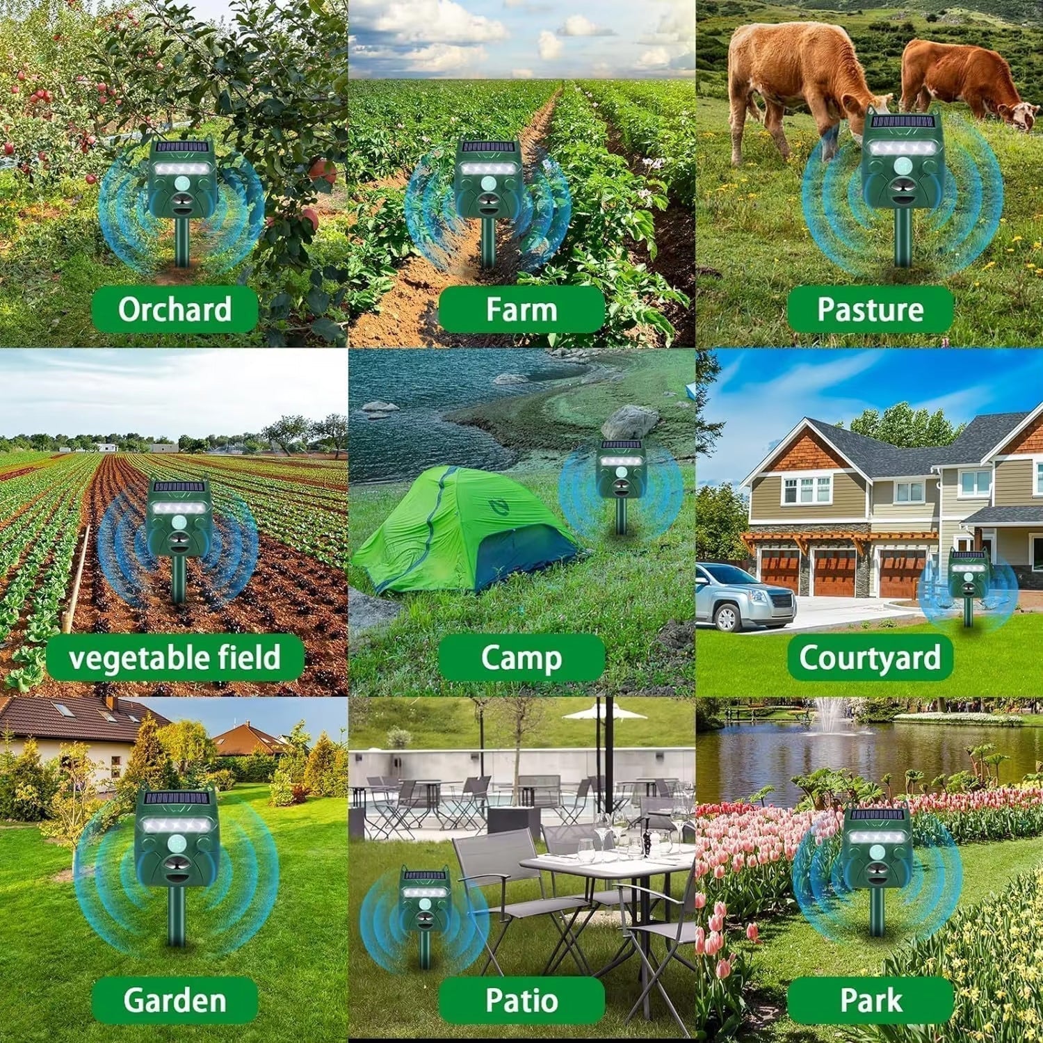 Ultrasonic Animal Repeller | Solar-Powered Motion-Activated | 1,200 sq ft Coverage