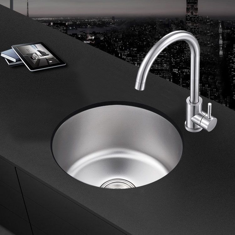 Undermount Round Sink | Stainless Steel Single Basin | Basket Strainer & Drain | Durable Design