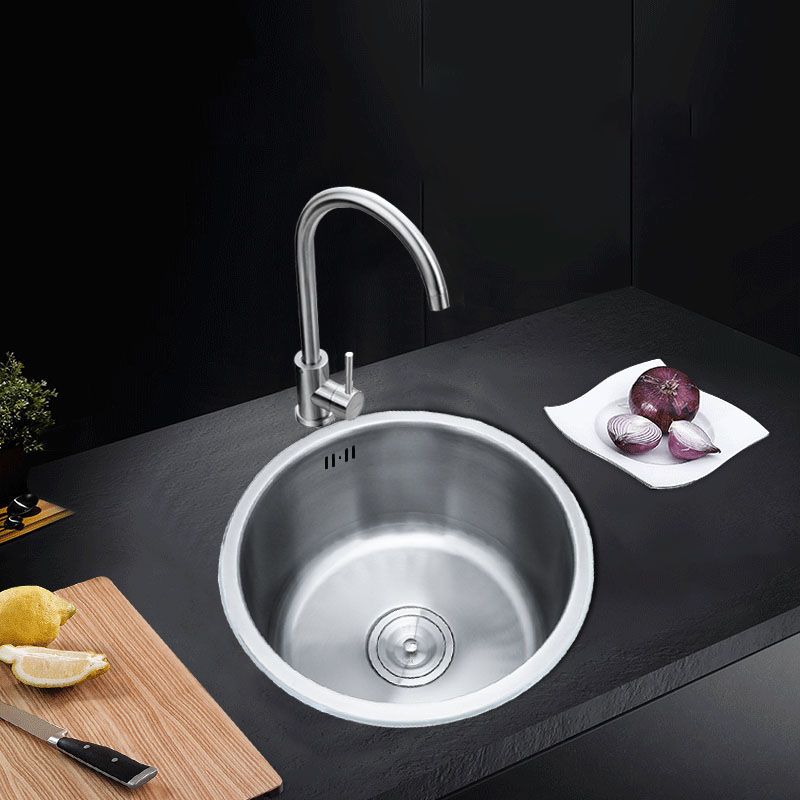Undermount Round Sink | Stainless Steel Single Basin | Basket Strainer & Drain | Durable Design