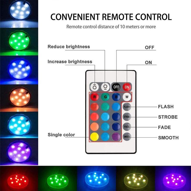 Underwater RGB LED Light | Remote-Controlled | Magnetic Suction Mount & Battery-Powered