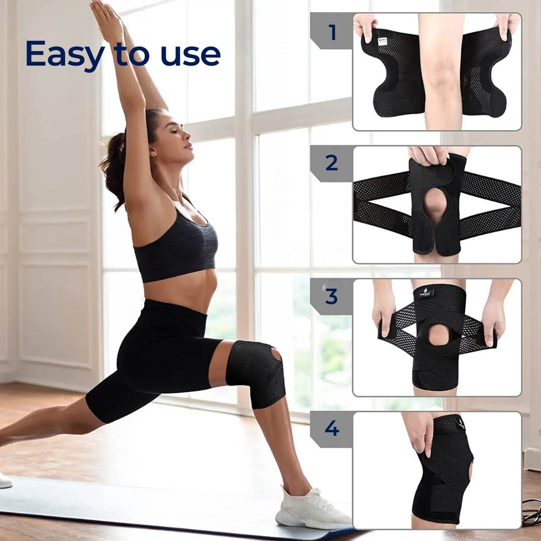 Unisex Knee Support Brace | Support Compression Springs | Adjustable Tension Strap | Pain Relief