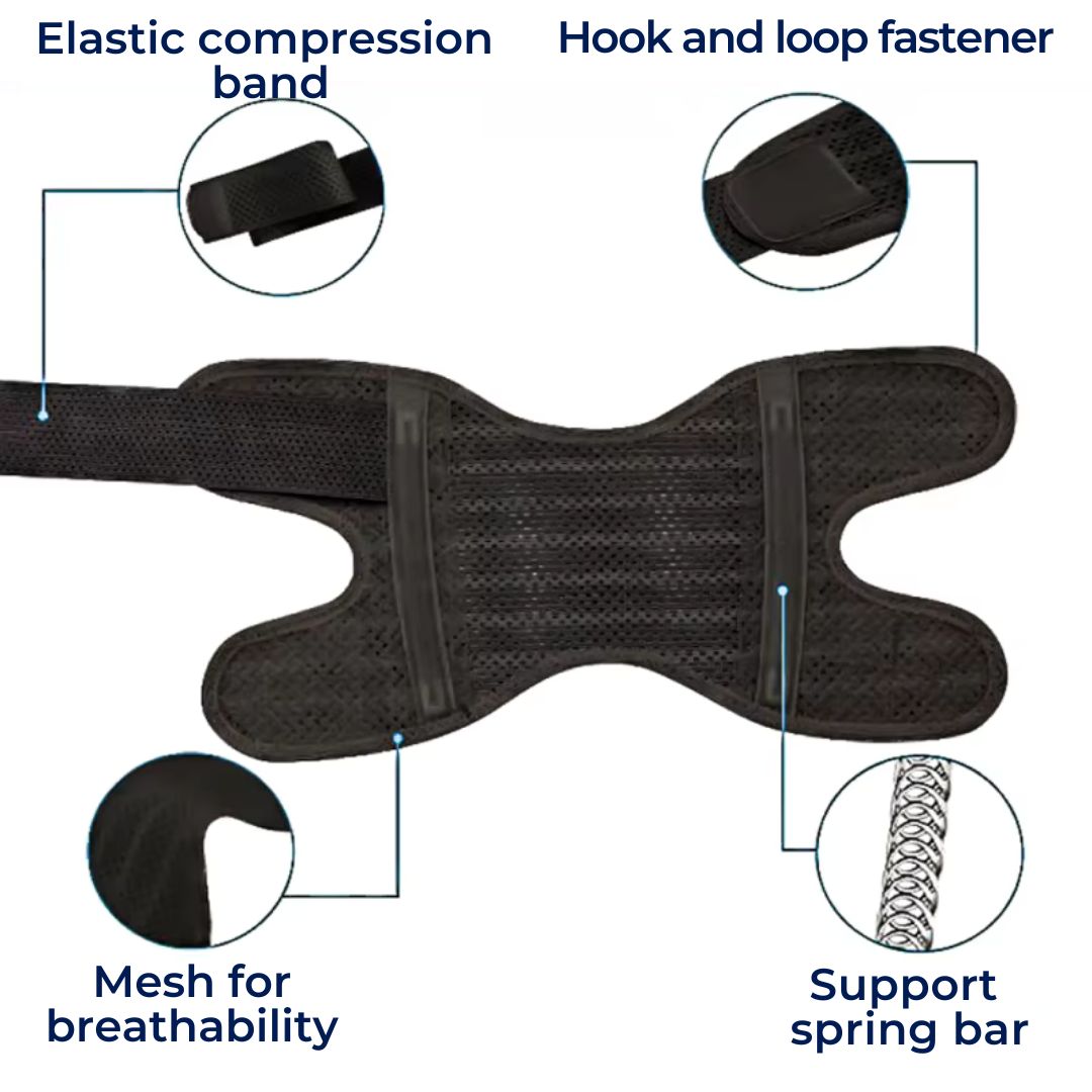 Unisex Knee Support Brace | Support Compression Springs | Adjustable Tension Strap | Pain Relief