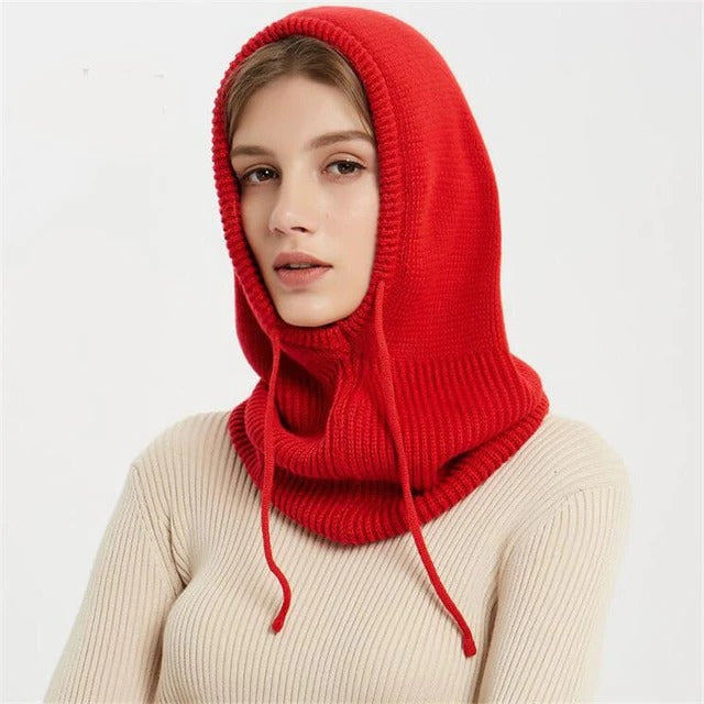 Unisex Knit Beanie | Soft Cashmere-Blend Knit | Adjustable Drawstring & Hood | Cold Weather Warmth