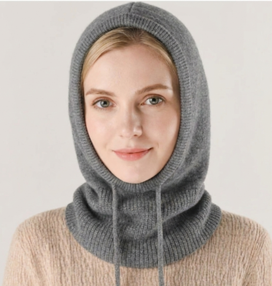 Unisex Knit Beanie | Soft Cashmere-Blend Knit | Adjustable Drawstring & Hood | Cold Weather Warmth