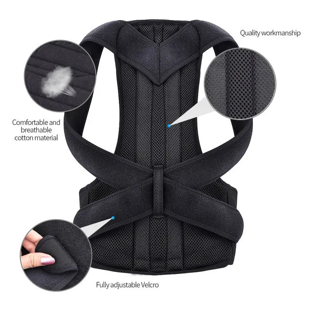 Unisex Lumbar Support Posture Brace | Double Support & Adjustable Straps | Breathable Fabric