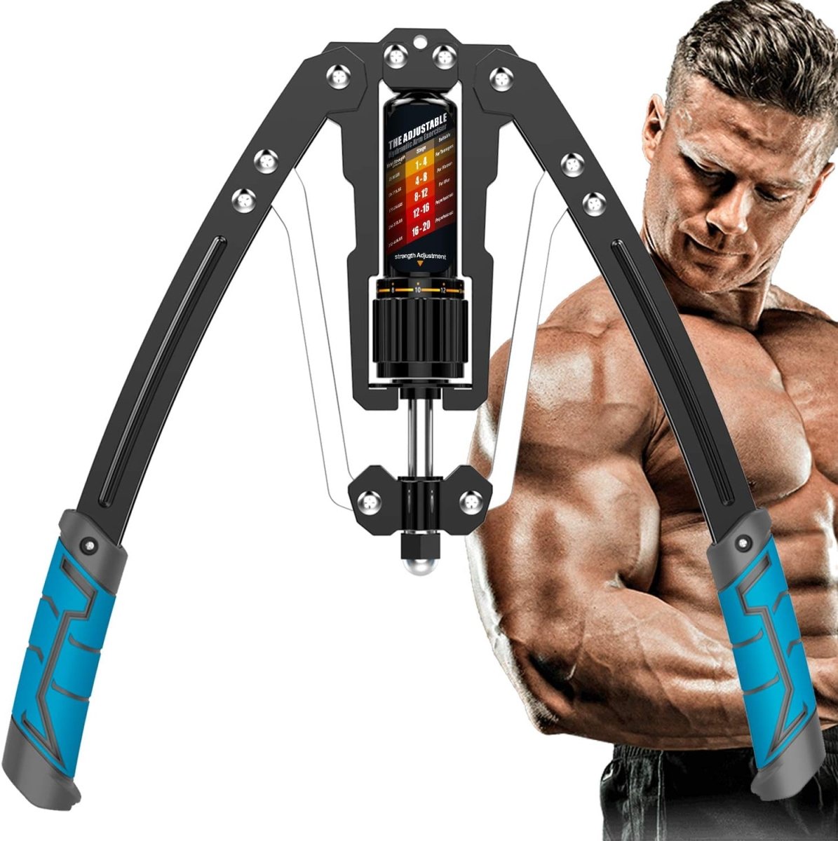 Upper Body Arm Trainer | Adjustable Hydraulic Resistance 10-200 kg | Compact Portable Home Gym