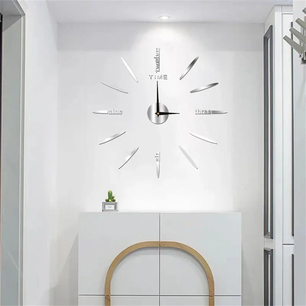 Wall Clock | Large Mirror Finish Modern Design | Acrylic Construction | Elegant Home Decor