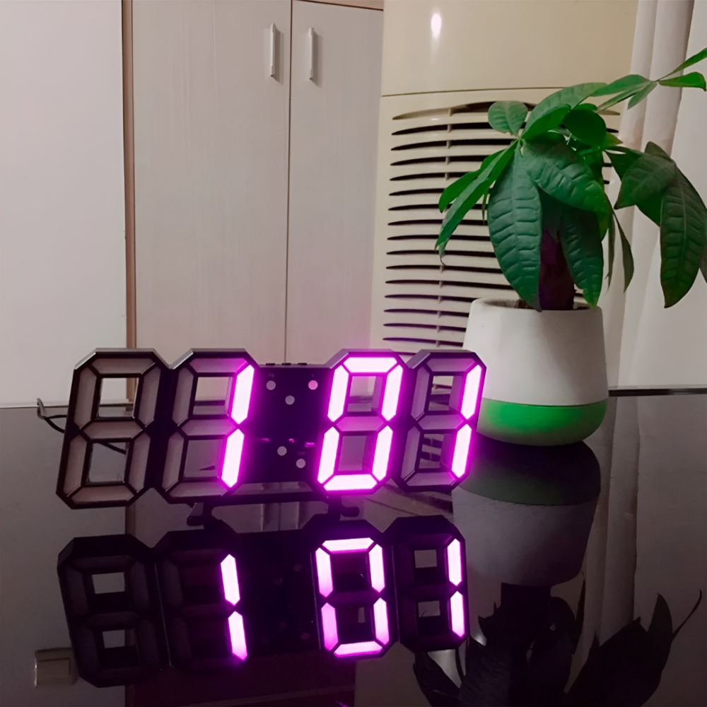 Wall Clock | Minimalist Slim 3D LED Display | Auto-Dimming Night Mode