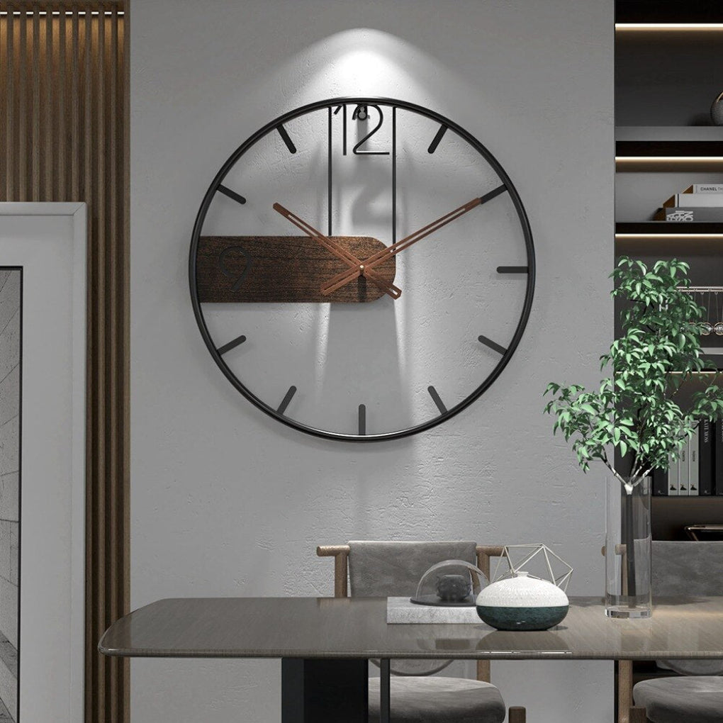 Wall Clock | Modern Minimalist Design | Steel & Walnut | Silent Quartz Movement
