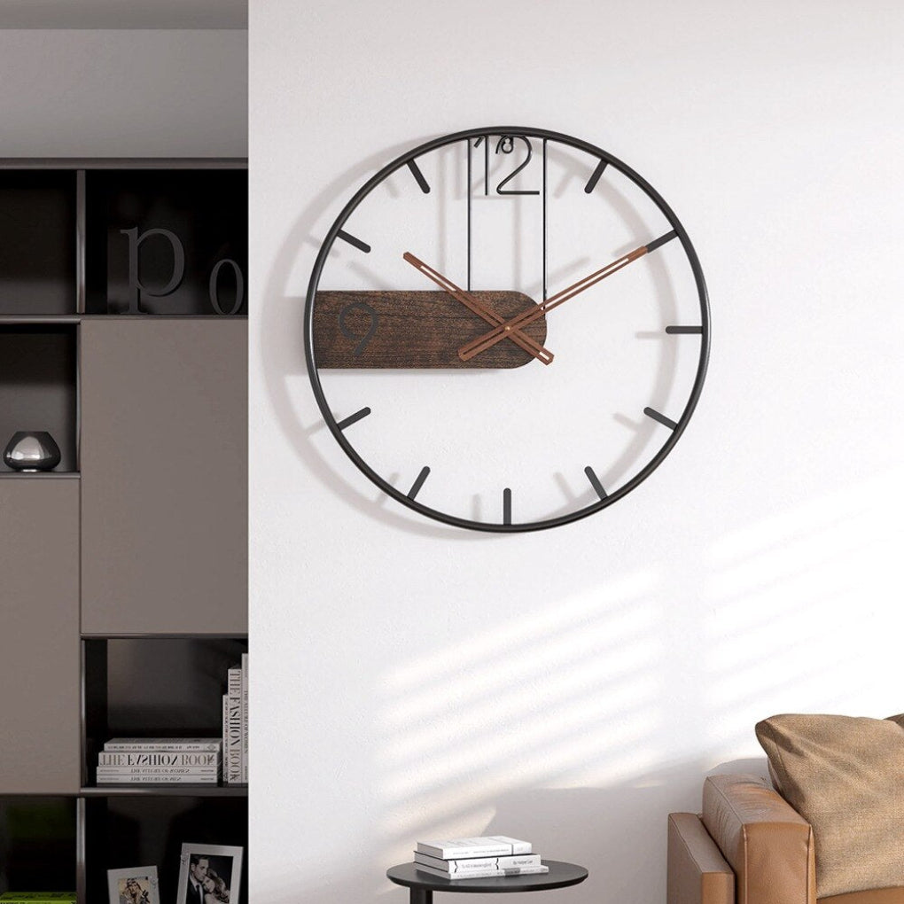 Wall Clock | Modern Minimalist Design | Steel & Walnut | Silent Quartz Movement