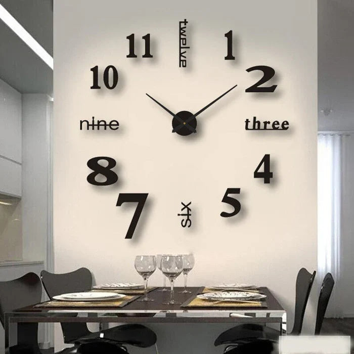 Wall Clock | Slim Modern Design | Metal & Glass | Silent Quartz Movement