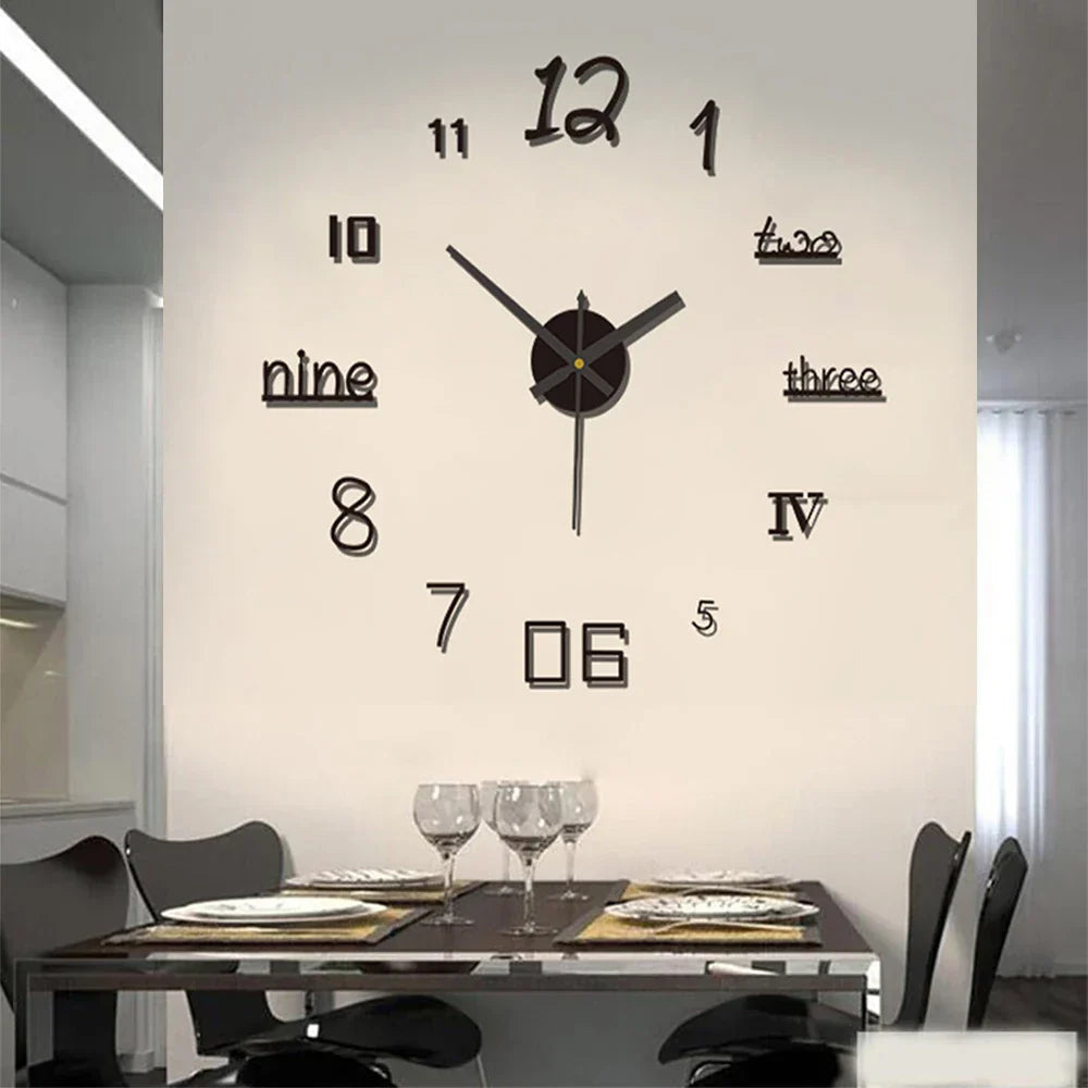 Wall Clock | Slim Modern Design | Metal & Glass | Silent Quartz Movement