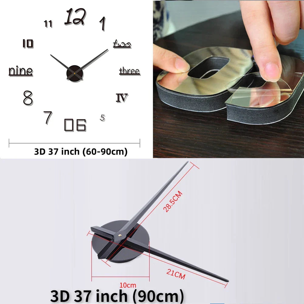 Wall Clock | Slim Modern Design | Metal & Glass | Silent Quartz Movement