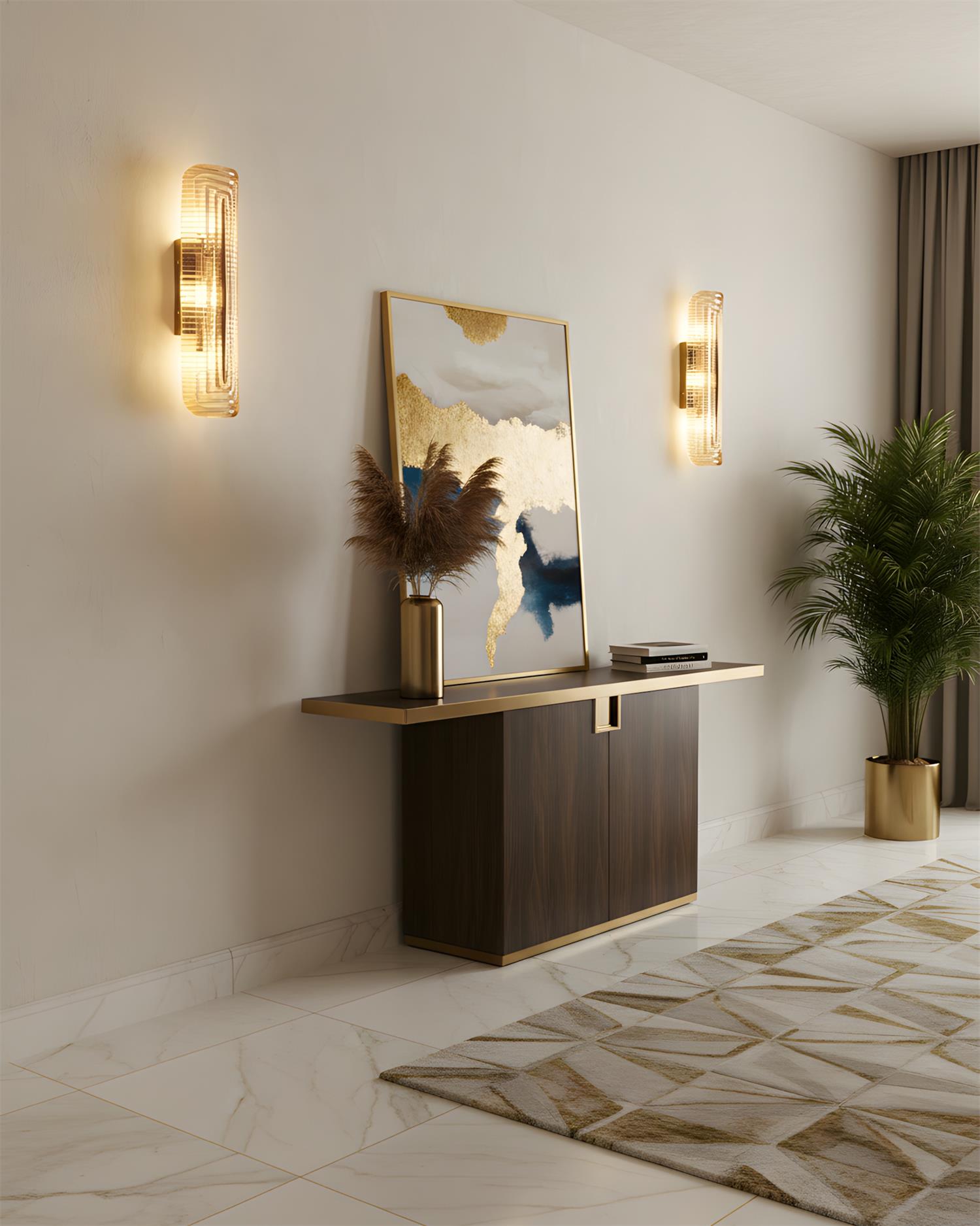 Wall Lamp | Geometric Textured Linear Design | Dimmable Hardwired | Ambient Accent Light