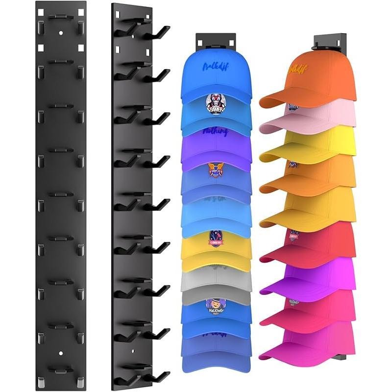 Wall-Mounted Hat Organizer | One-Hat-One-Layer Shape-Saving | Holds 9 Hats