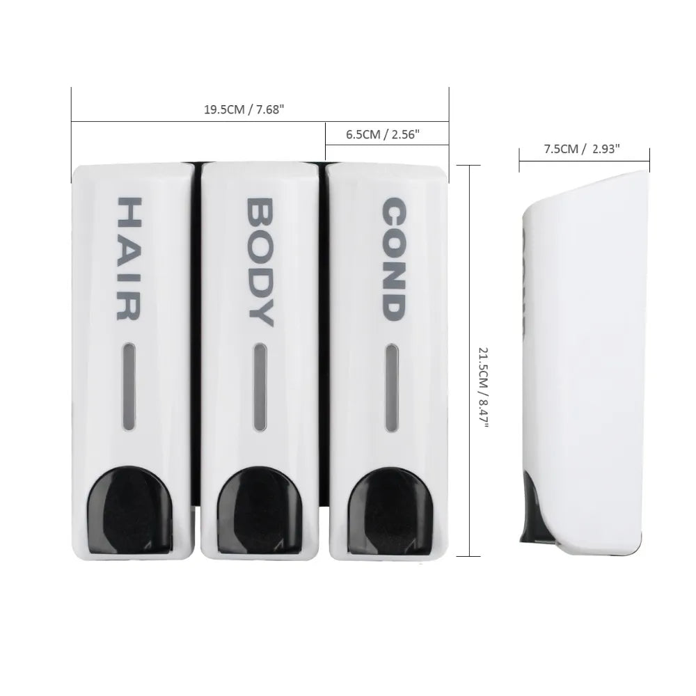 Wall-Mounted Shower Dispenser | 350ml Refillable Pump | Transparent Reservoir | Space-Saving