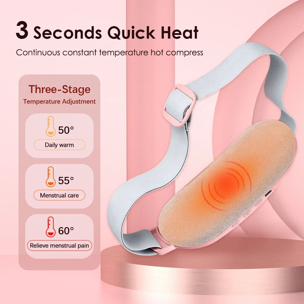 Wearable Heating Pad for Abdomen & Back | Heat & Vibration Massage | Rechargeable Wireless