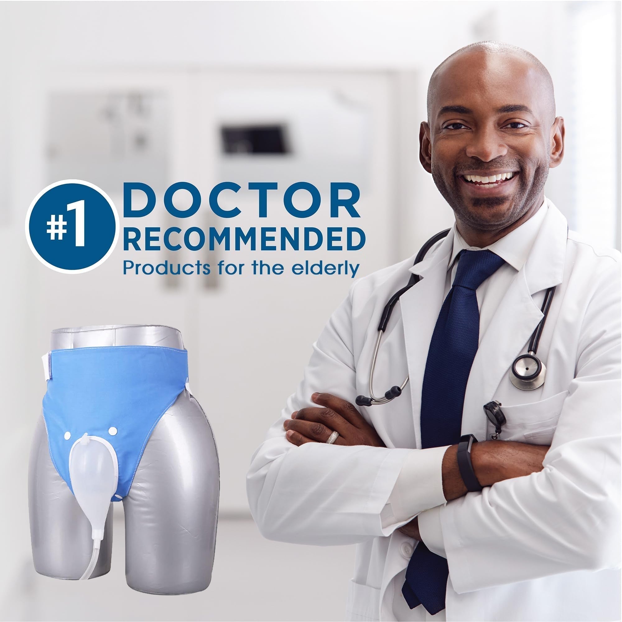 Wearable Urine Collector | Adjustable Waist & Leg Straps | Silicone Collector & 1000ml Bag