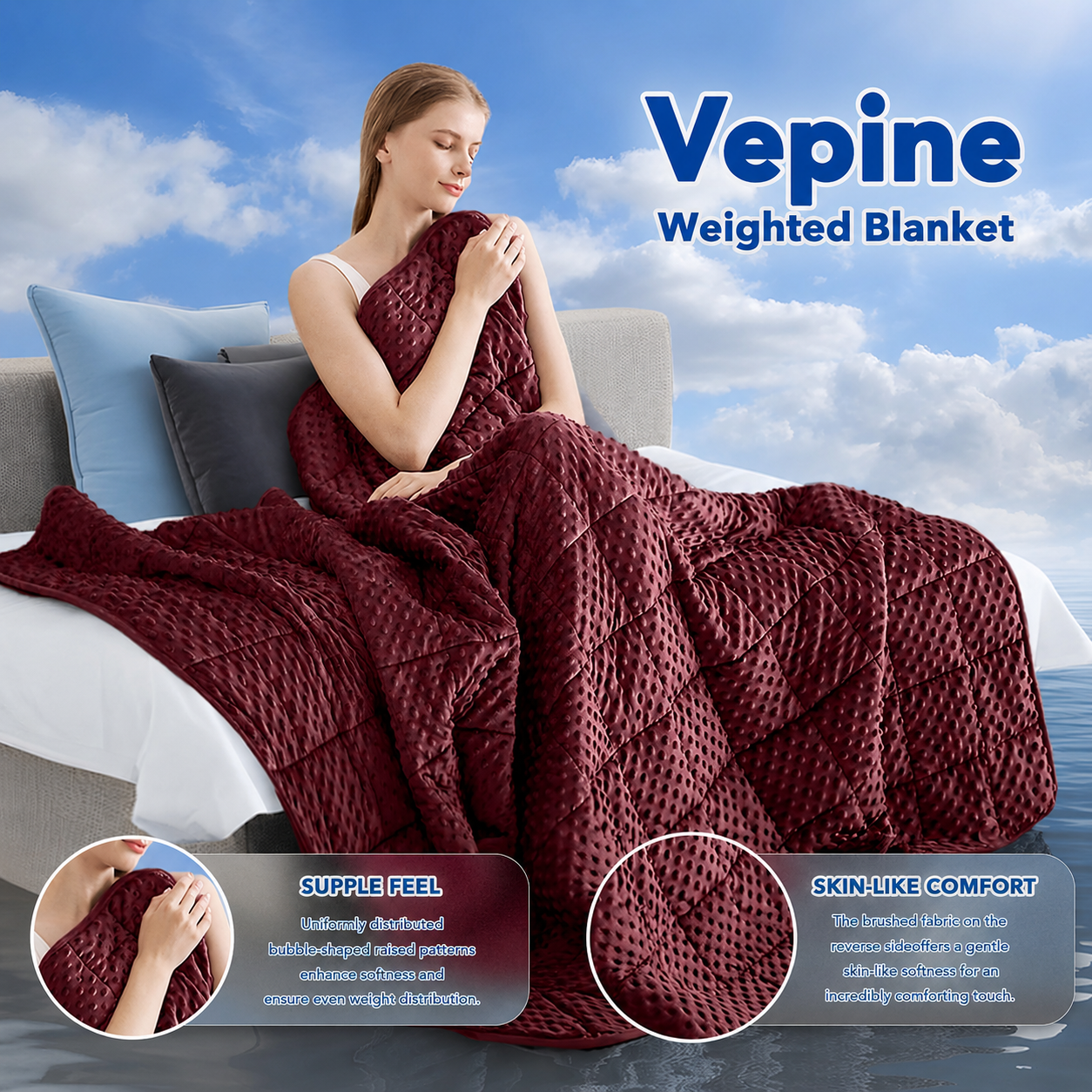 Weighted Blanket for Adults | Polka Dot Design | Cooling Microfiber Fabric | Stress Relief