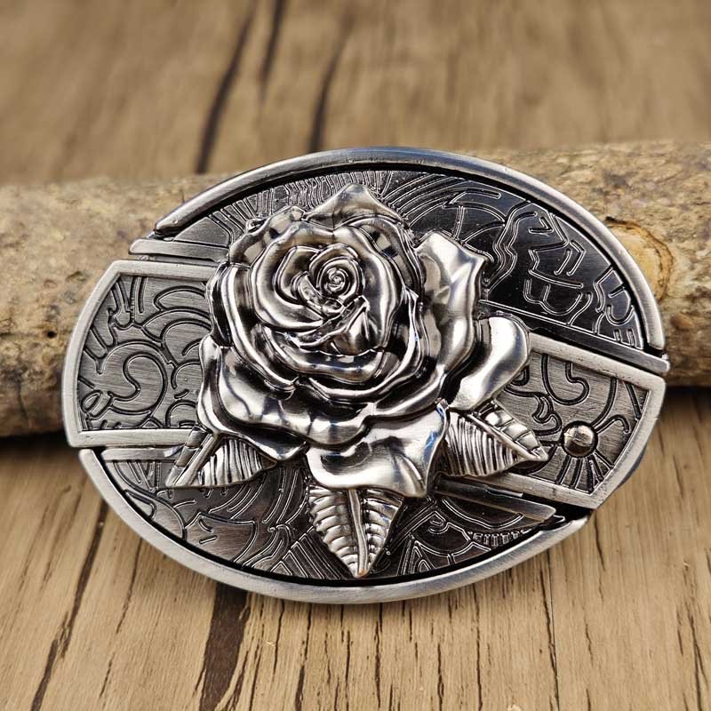 Western Belt Buckle | Hidden EDC Tool | Oval Metal Design & Fits 1.5 in Belts