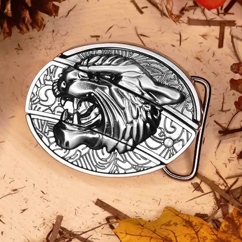 Western Belt Buckle | Hidden EDC Tool | Oval Metal Design & Fits 1.5 in Belts