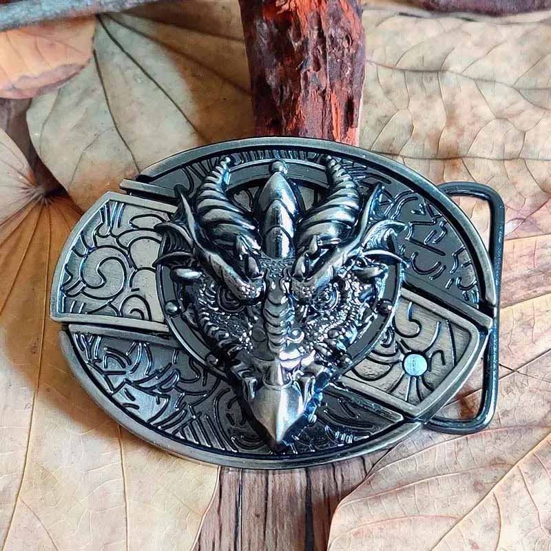 Western Belt Buckle | Oval Metal Design | Hidden EDC Tool | Fits Standard Belts