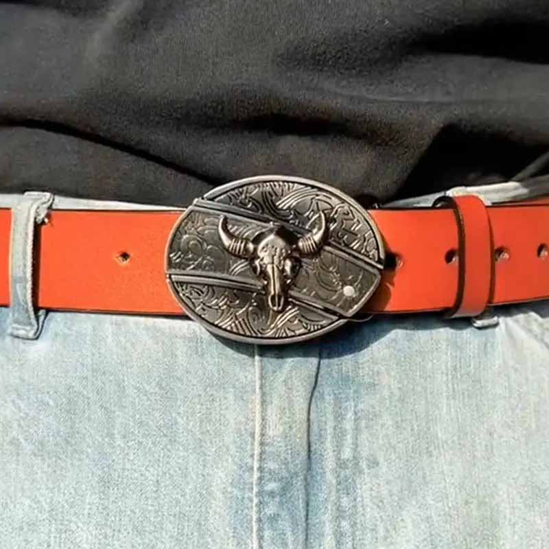 Western Belt Buckle | Oval Metal Design | Hidden EDC Tool | Fits Standard Belts