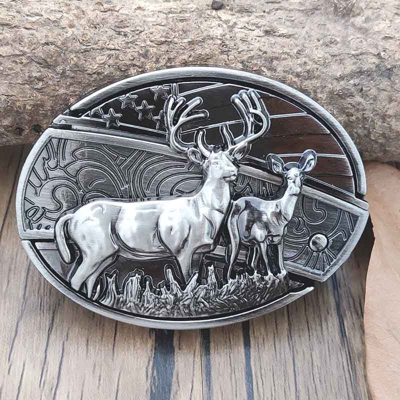 Western Belt Buckle | Oval Metal Design | Hidden EDC Tool | Fits Standard Belts
