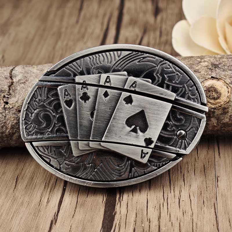 Western Belt Buckle | Oval Metal Design | Hidden EDC Tool | Fits Standard Belts