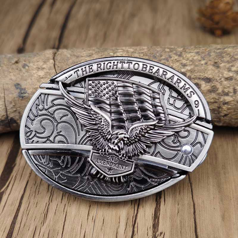Western Belt Buckle | Oval Metal Design | Hidden EDC Tool | Fits Standard Belts
