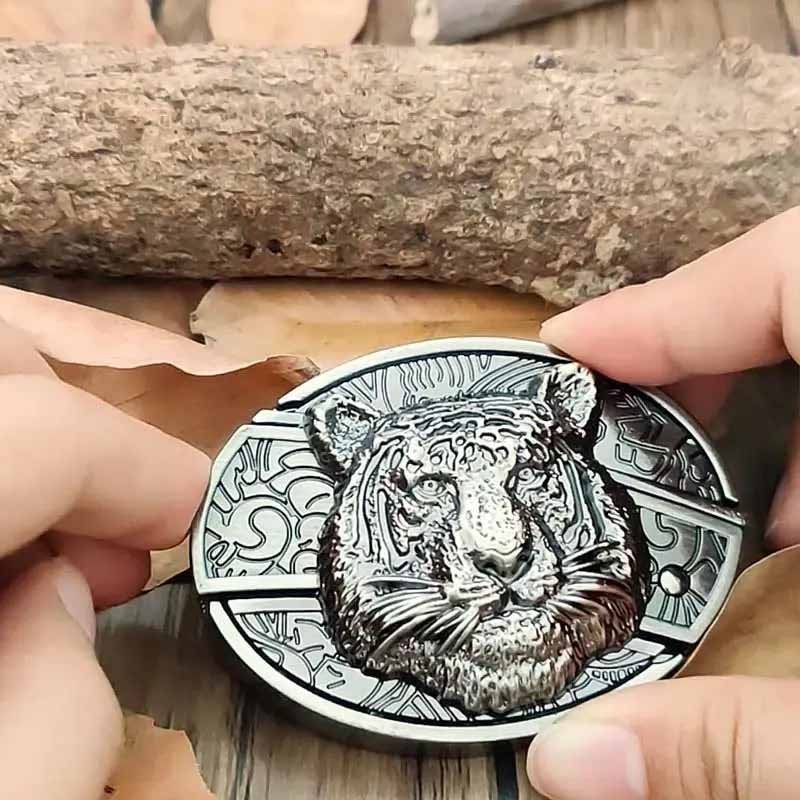 Western Belt Buckle | Oval Metal Design | Hidden EDC Tool | Fits Standard Belts