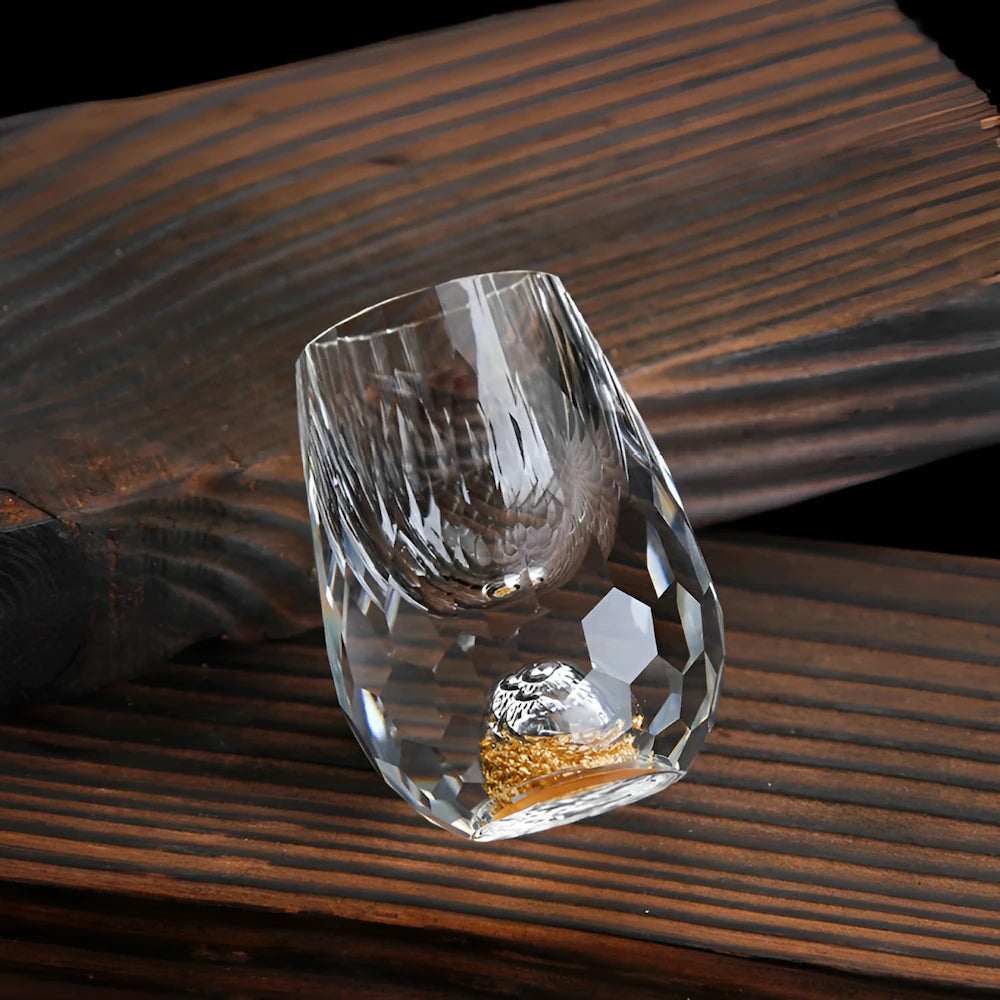Whisky Glasses | Handmade Crystal with Real Gold Flakes | Set of 2 | For Premium Drinks