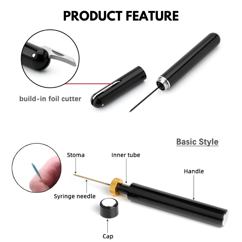 Wine Bottle Opener | Air-Pressure Cork Extractor | Stainless Steel & Acrylic | Gentle on Corks