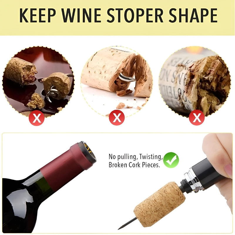 Wine Bottle Opener | Air-Pressure Cork Extractor | Stainless Steel & Acrylic | Gentle on Corks