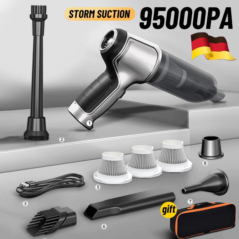 Wireless Car Vacuum Cleaner | Powerful Suction & Quiet | USB Rechargeable, 6 Attachments