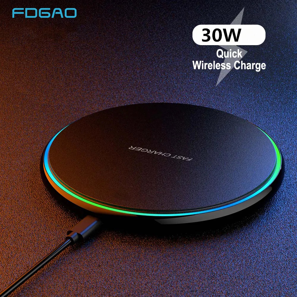 Wireless Charging Pad | 30W Fast Charge | USB-C Cable Included