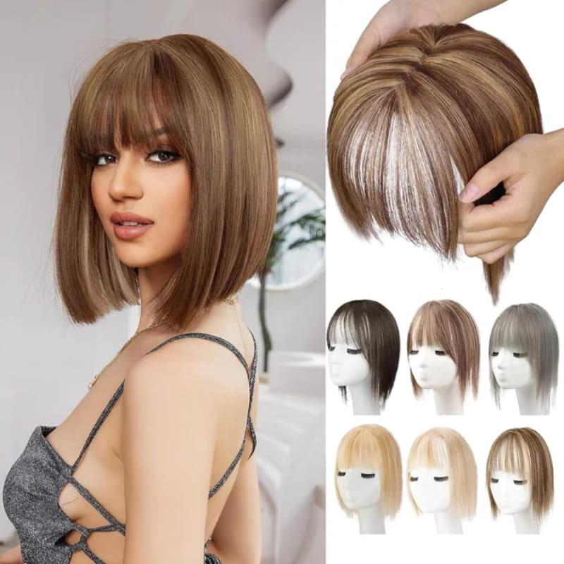 Women's Hairpiece with Bangs | Natural-Looking Seamless Hairline | 30 cm Length | Comfortable Wear