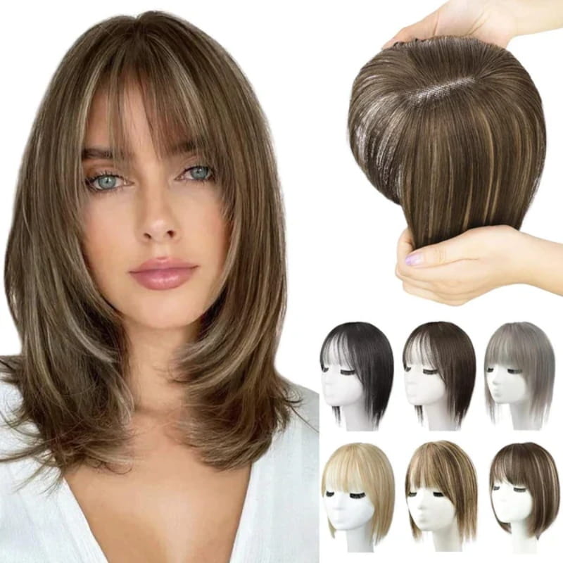 Women's Hairpiece with Bangs | Natural-Looking Seamless Hairline | 30 cm Length | Comfortable Wear