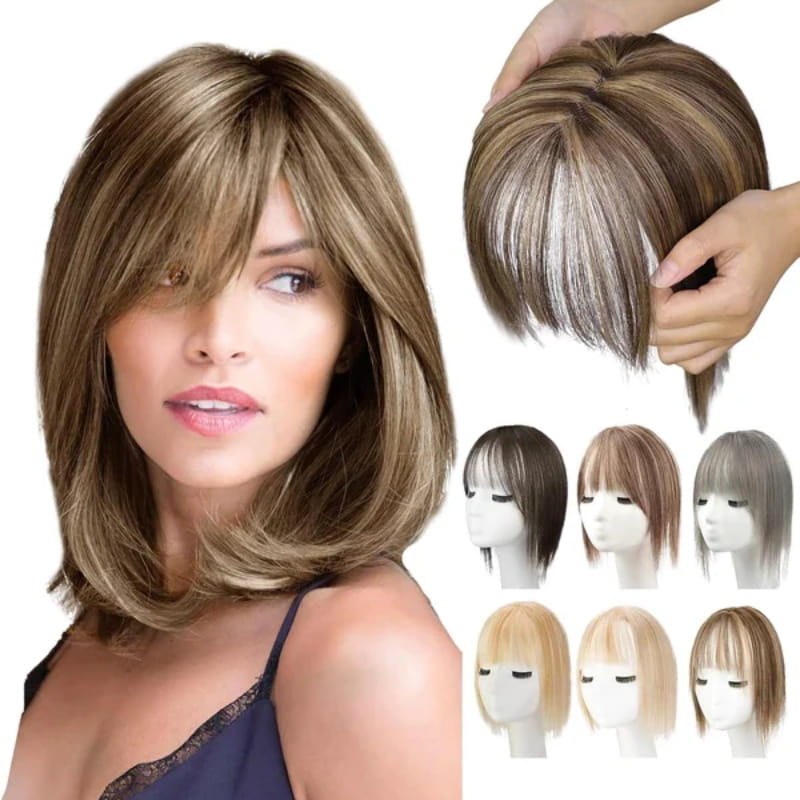 Women's Hairpiece with Bangs | Natural-Looking Seamless Hairline | 30 cm Length | Comfortable Wear