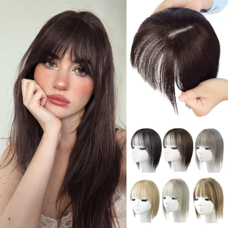 Women's Hairpiece with Bangs | Natural-Looking Seamless Hairline | 30 cm Length | Comfortable Wear