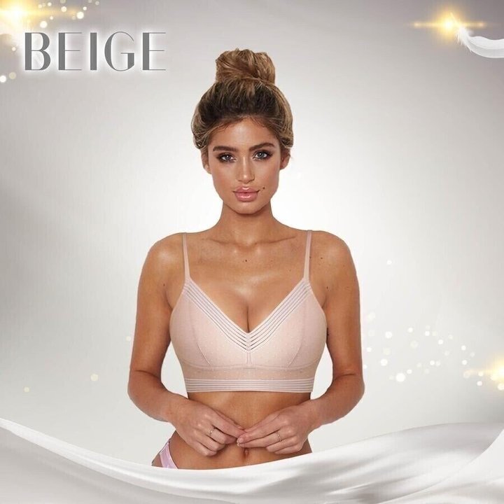 Women's Low-Back Lace Bra | Wireless Lifting V-Neck | Soft Breathable Lace & Wide Band