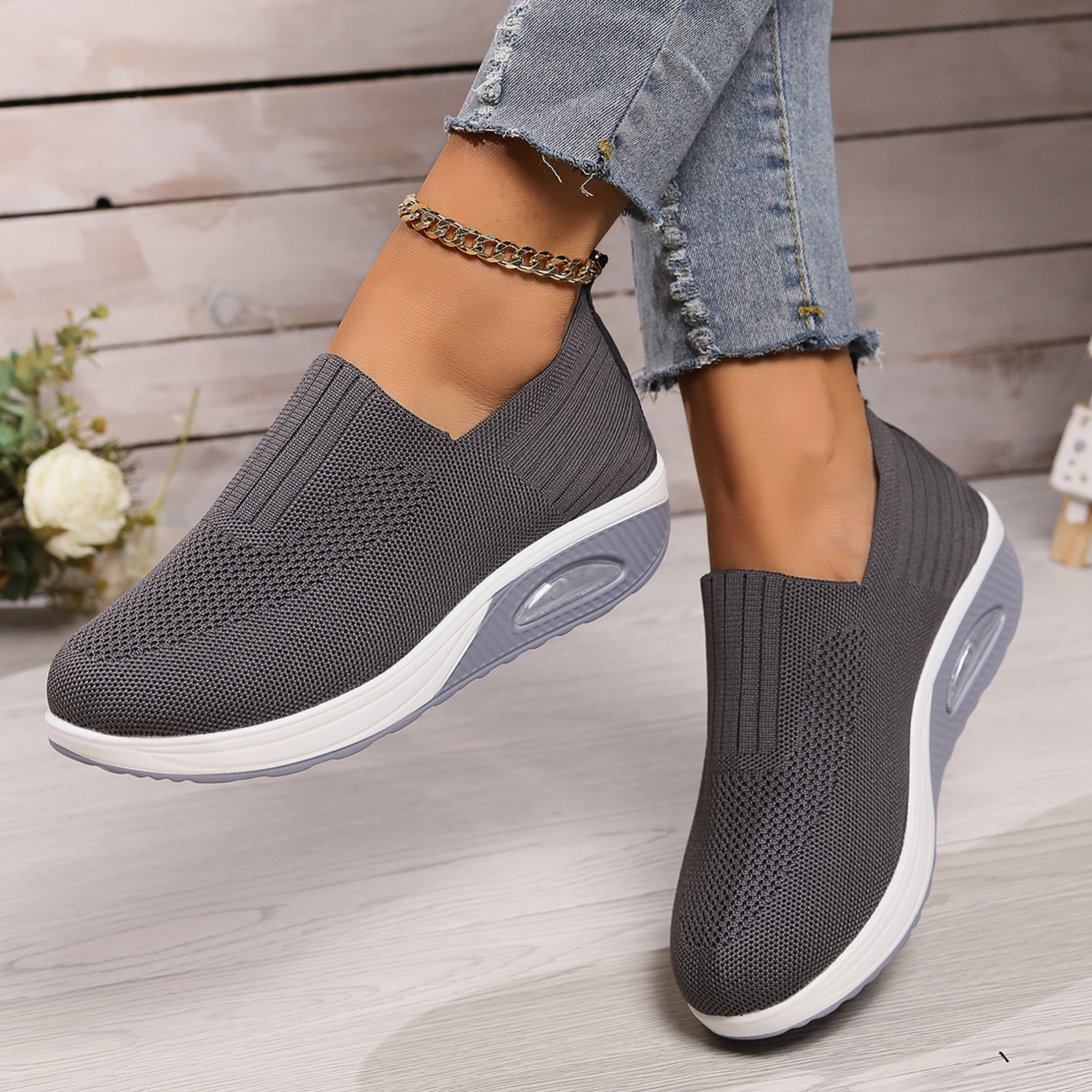 Women's Orthopedic Slip-On Sneakers | Arch Support & Cushioned Midsole | Breathable Mesh Upper