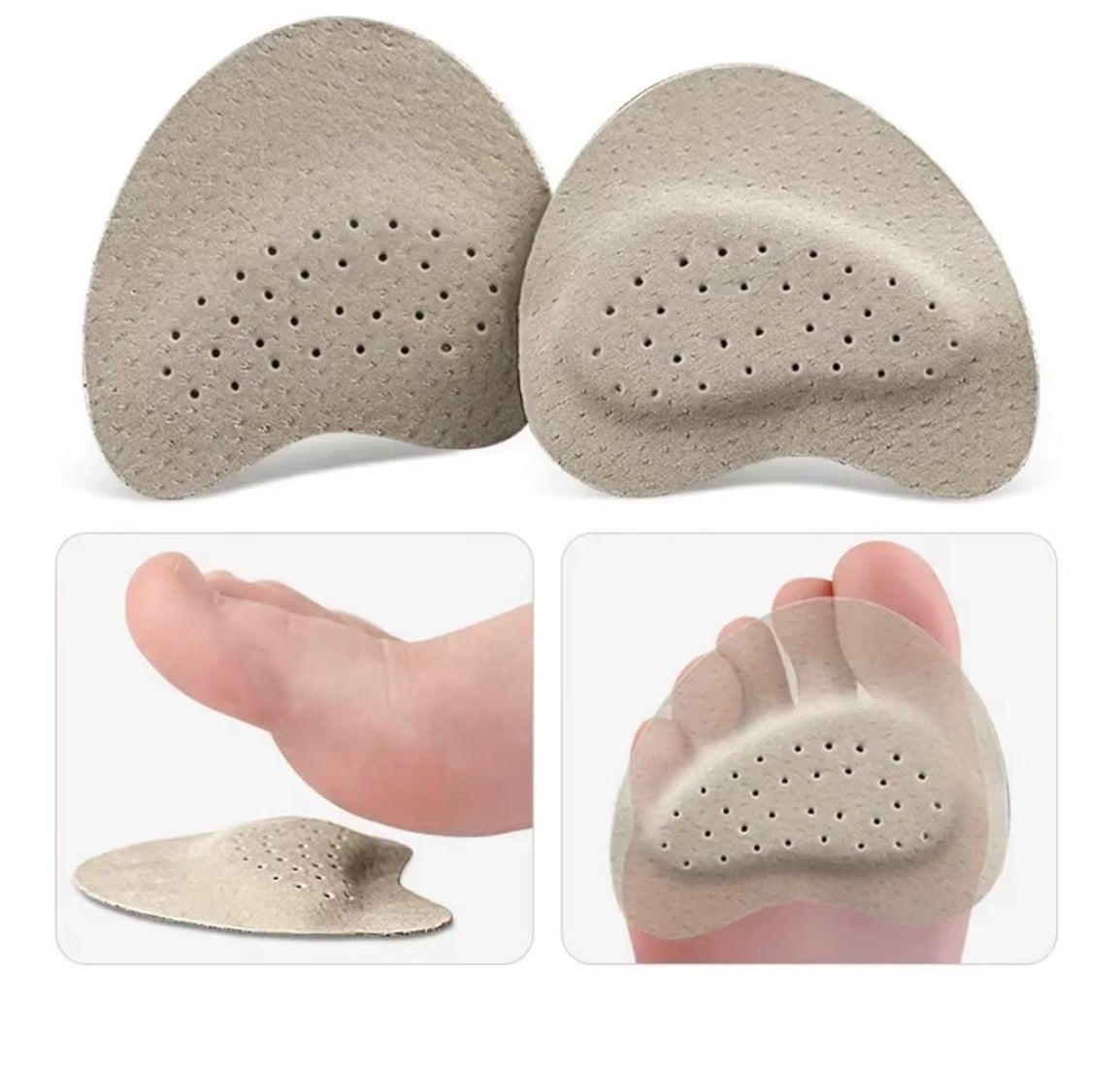 Women's Sandal Forefoot Cushions | Anti-Slip Contoured Pads | Leather & Foam | Pain Relief