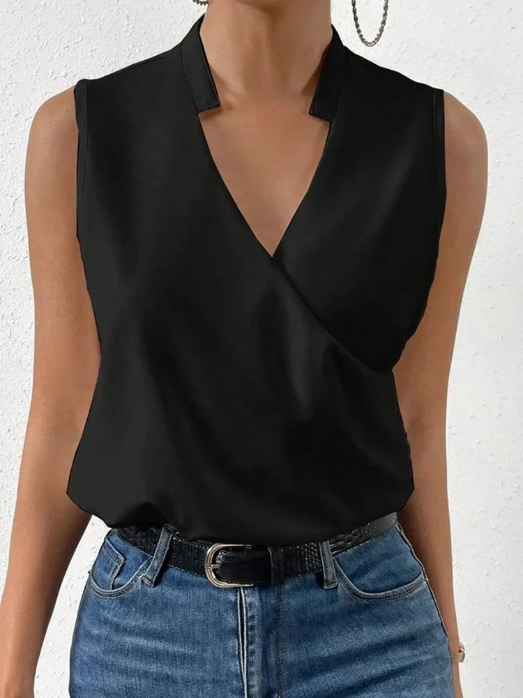 Women's Sleeveless Top | Elegant Floral V-Neck | Premium Fabric | Comfortable Fit